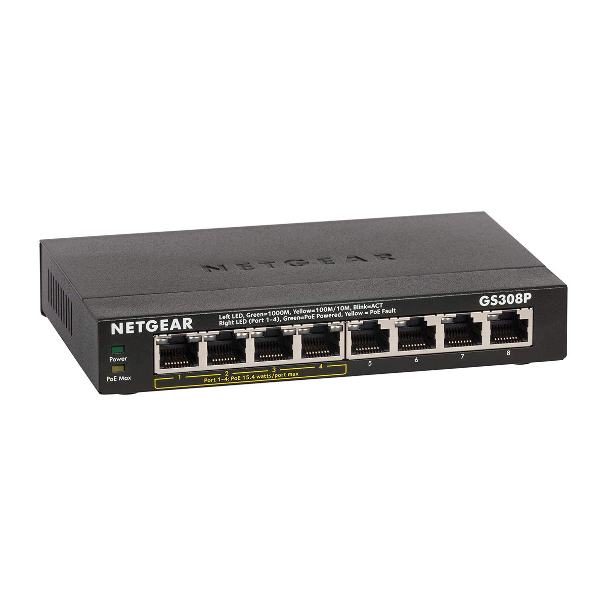 netgear-gs308p-8-port-gigabit-poe-switch-4x-poe-53w-unmanaged-metall image 2