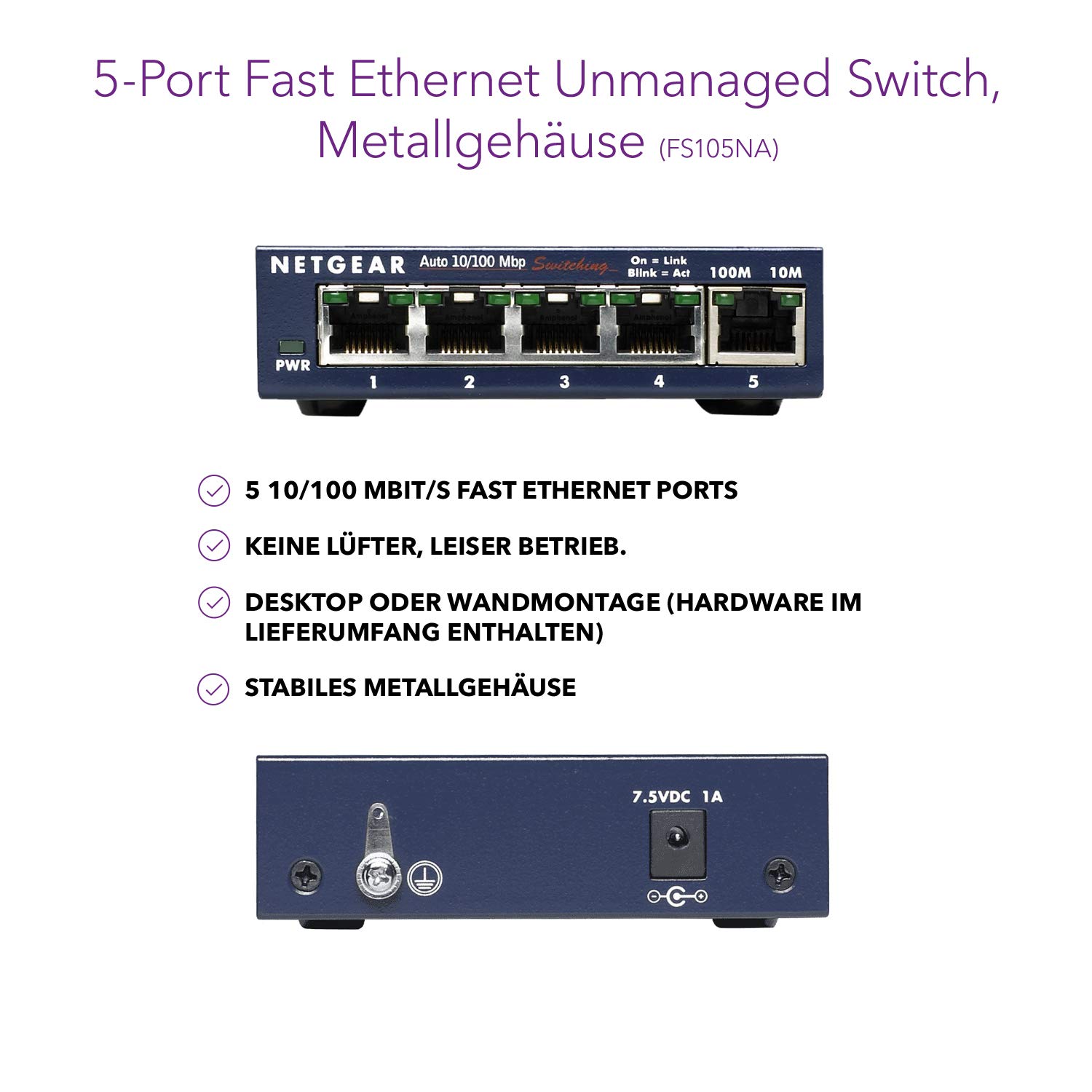 netgear-fs105-5-port-fast-ethernet-unmanaged-switch-10-100-mbit-s image 3