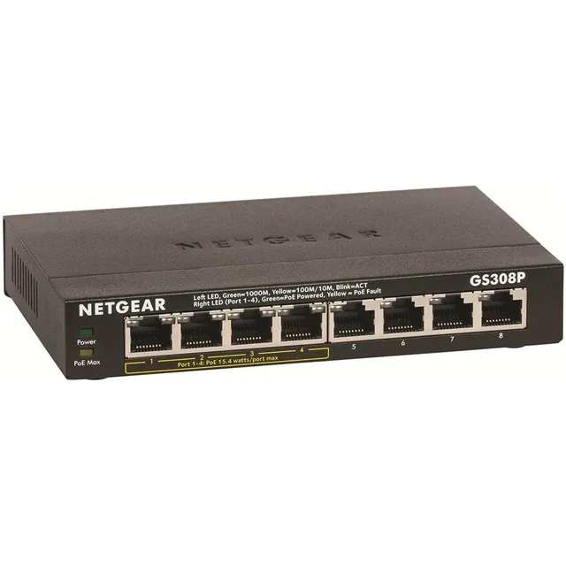 netgear-gs308p-8-port-gigabit-poe-switch-4x-poe-53w-unmanaged-metall image 1