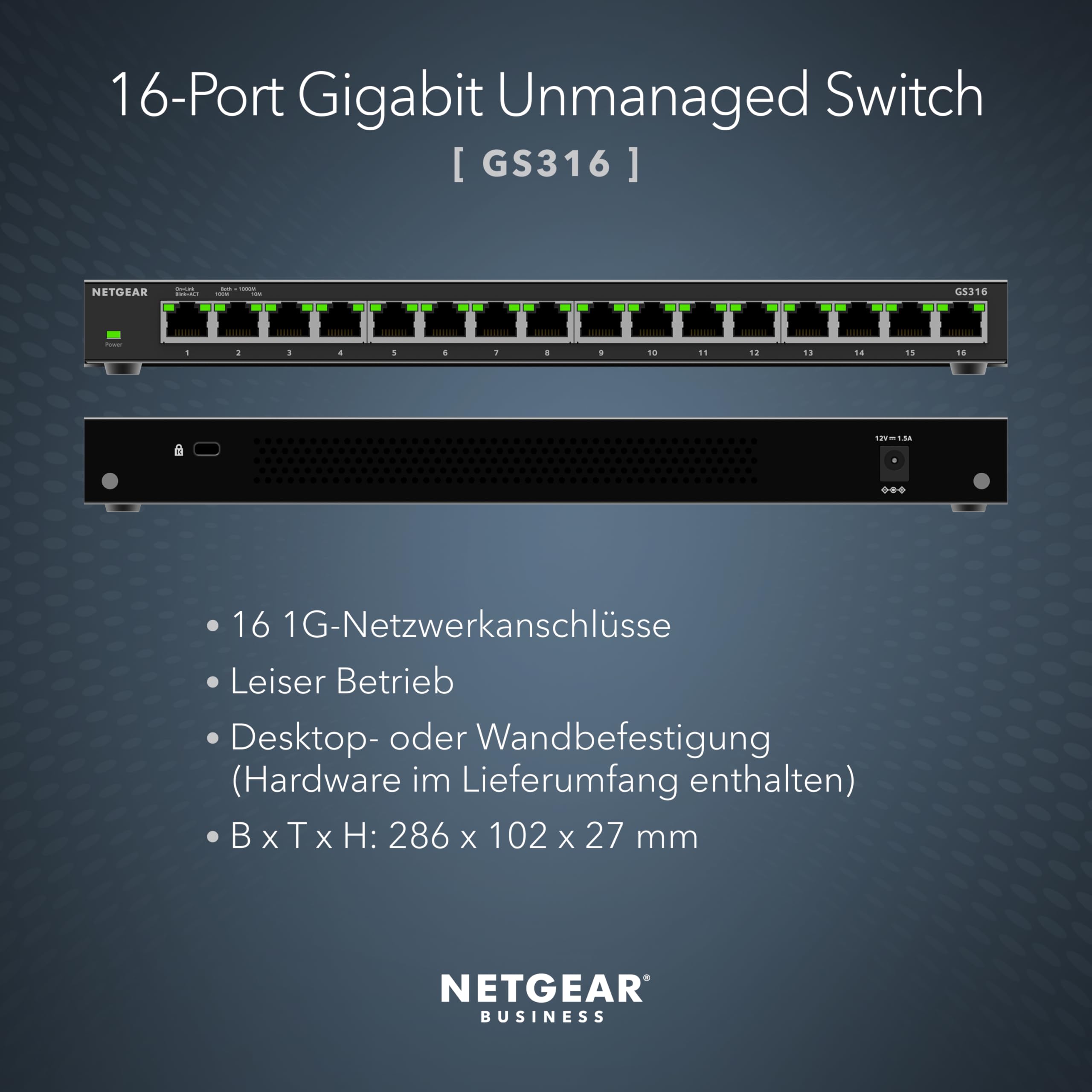 netgear-gs316-16-port-gigabit-ethernet-unmanaged-switch-metall image 2
