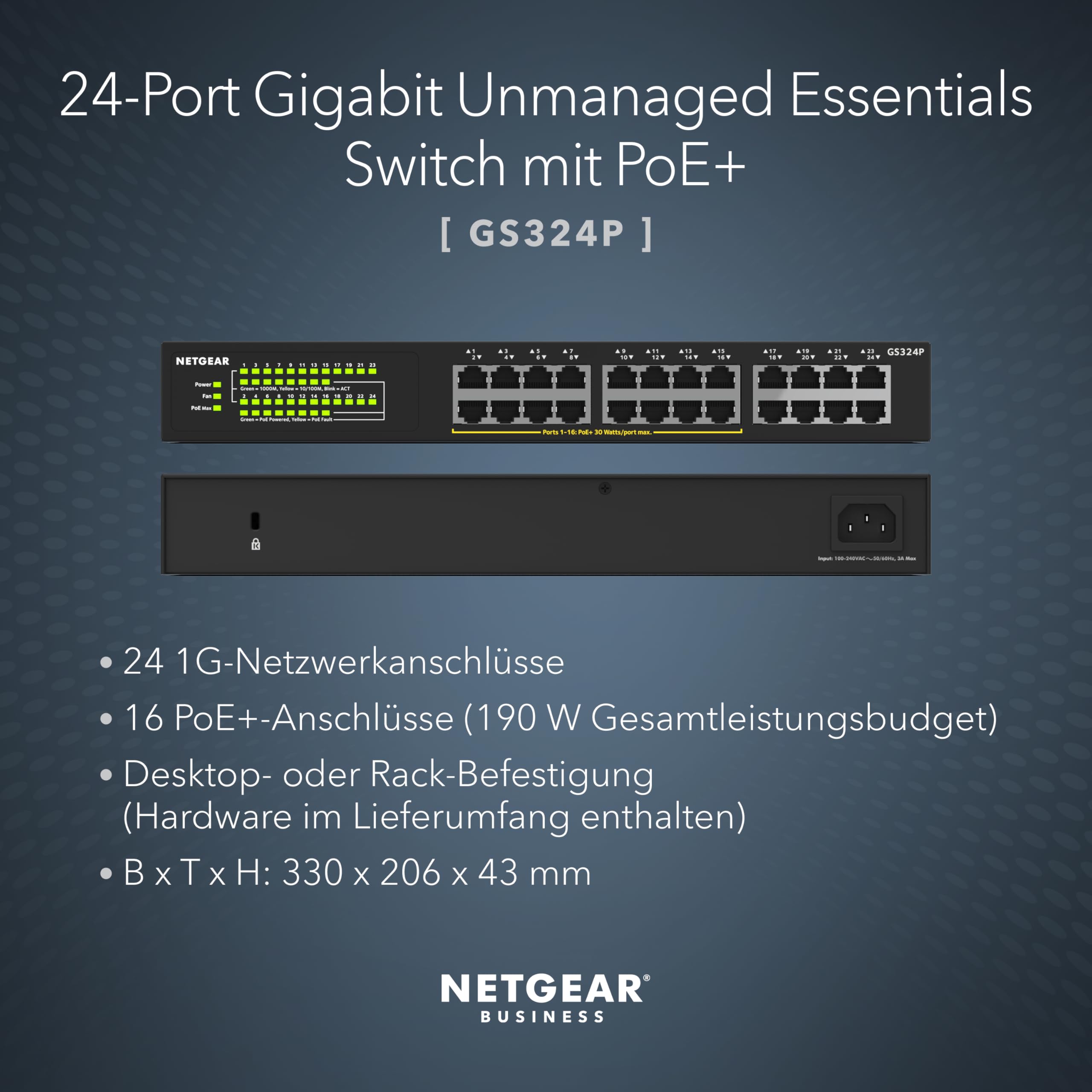 netgear-gs324p-24-port-gigabit-poe-switch-190w-unmanaged image 4