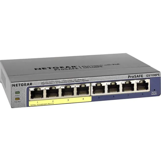 netgear-gs108pe-8-port-gigabit-poe-plus-managed-switch-4x-poe-53w-l-fterlos image 1