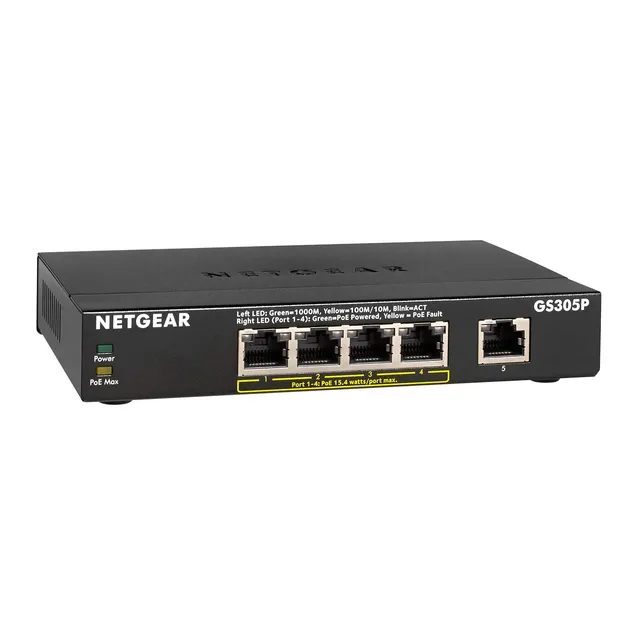 netgear-gs305p-5-port-gigabit-poe-switch-4x-poe-55w-unmanaged-metall-l-fterlos image 1