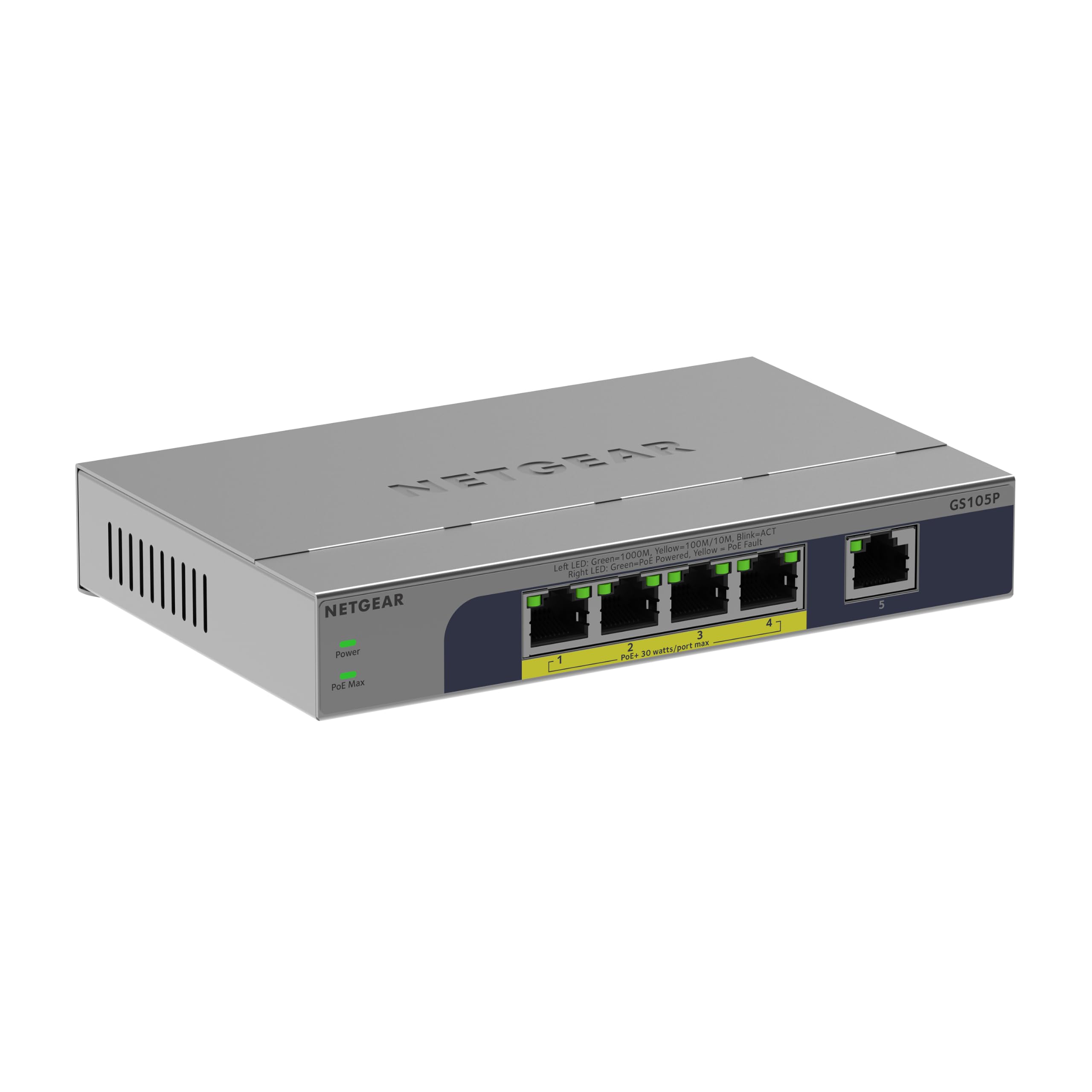 netgear-gs105p-5-port-gigabit-poe-switch-63w image 1