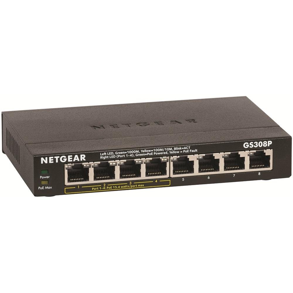 netgear-gs308p-8-port-gigabit-poe-switch-4x-poe-53w-unmanaged-metall image 1