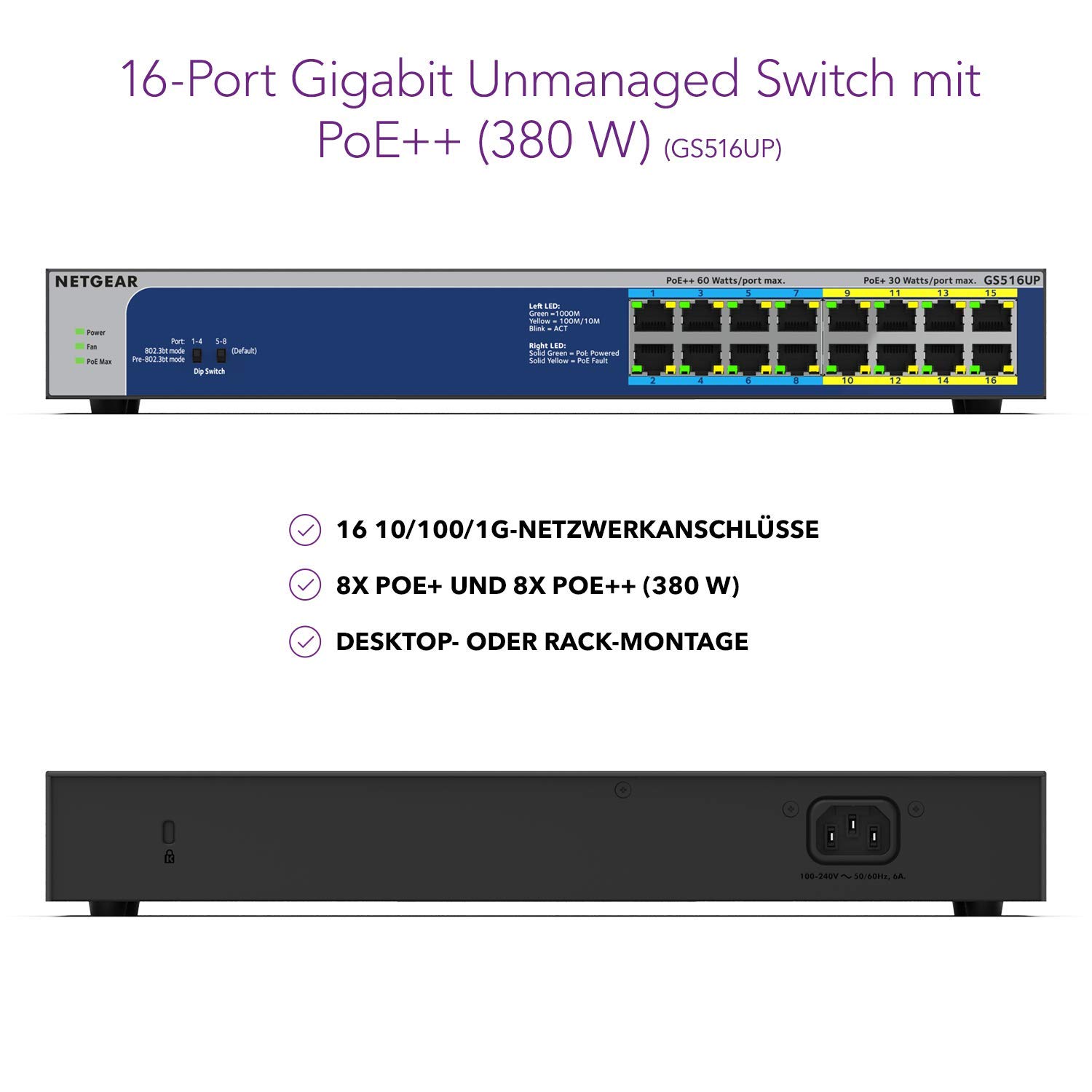 netgear-gs516up-16-port-gigabit-ultra60-poe-switch-unmanaged image 2
