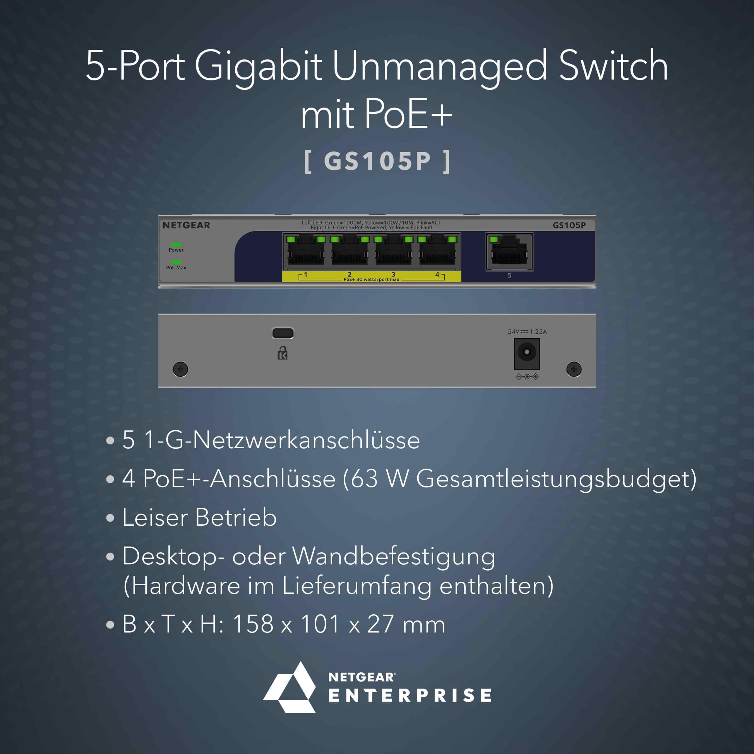 netgear-gs105p-5-port-gigabit-poe-switch-63w image 2